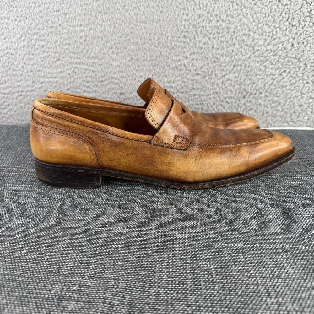 Silvano Sassetti Penny Loafers Mens 11.5 Tan Leather Goodyear Welt Italy 7595